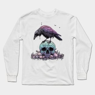 crow and skull Long Sleeve T-Shirt